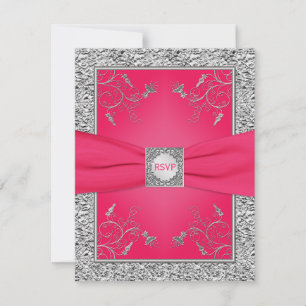 Tarjeta de respuesta 2   Rosa, Hoja de plata FALSA