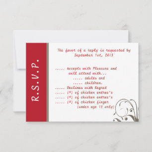 Tarjeta de respuesta 3.5 x 5 R.S.V.P Crimson Red/G