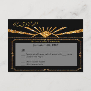 Tarjeta de respuesta 3x5 R.S.V.P. Art Deco Roaring