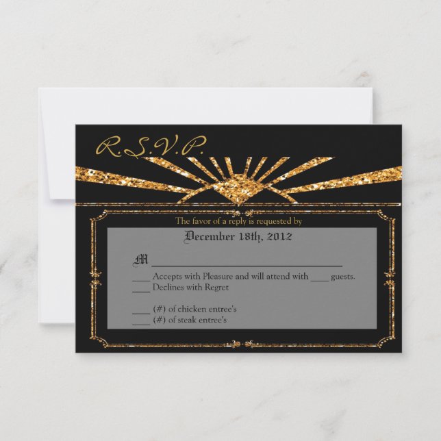 Tarjeta de respuesta 3x5 R.S.V.P. Art Deco Roaring (Anverso)