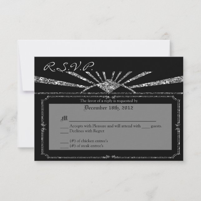 Tarjeta de respuesta 3x5 R.S.V.P. Art Deco Roaring (Anverso)