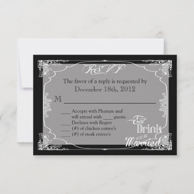 Tarjeta de respuesta 3x5 R.S.V.P Bebida Comida Cas (Anverso)