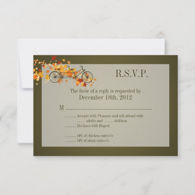 Tarjeta de respuesta 3x5 R.S.V.P Bicicleta doble m (Anverso)