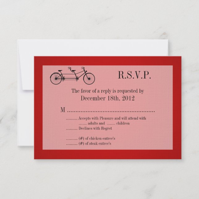 Tarjeta de respuesta 3x5 R.S.V.P Bicicleta doble r (Anverso)