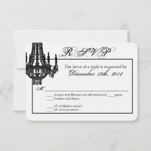 Tarjeta de respuesta 3x5 R.S.V.P Crystal Chandelie