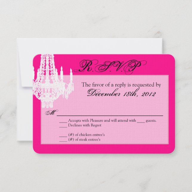 Tarjeta de respuesta 3x5 R.S.V.P Crystal Chandelie (Anverso)