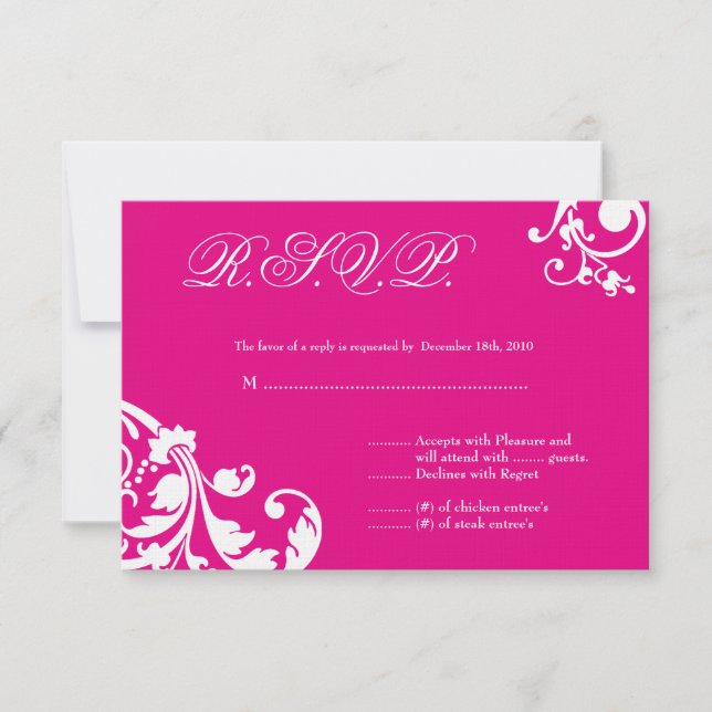 Tarjeta de respuesta 3x5 R.S.V.P Foliage floral ro (Anverso)