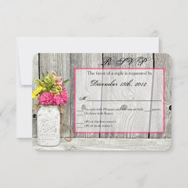 Tarjeta de respuesta 3x5 R.S.V.P Mason Jar con flo (Anverso)