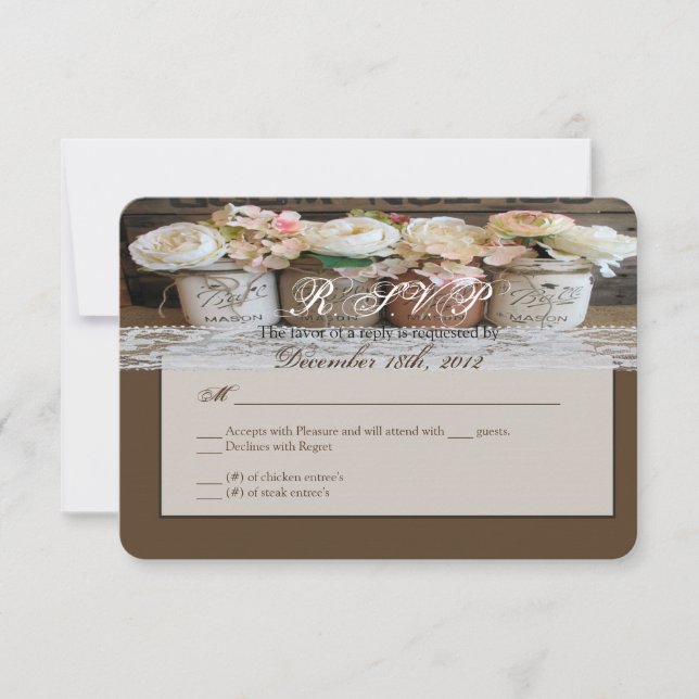 Tarjeta de respuesta 3x5 R.S.V.P. Mason Jars con R (Anverso)