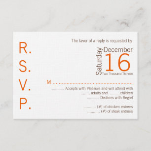 Tarjeta de respuesta 3x5 R.S.V.P Naranja Brown Che