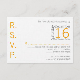 Tarjeta de respuesta 3x5 R.S.V.P. Nombre gris amar
