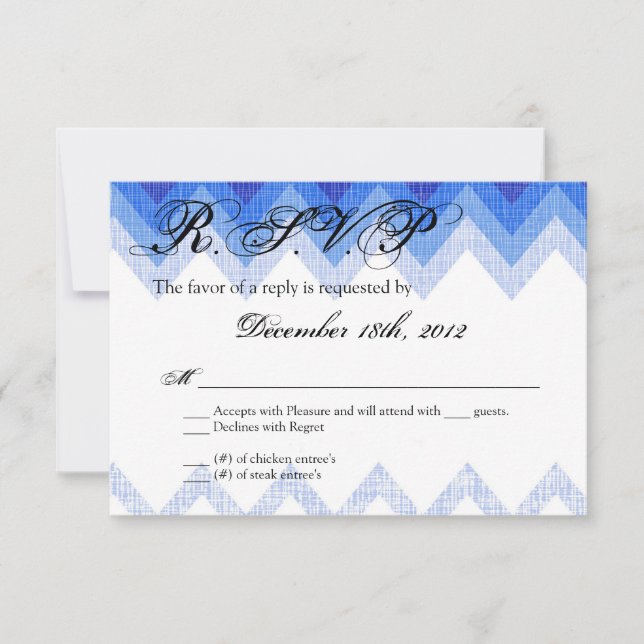 Tarjeta de respuesta 3x5 R.S.V.P Ombre Chevron Blu (Anverso)