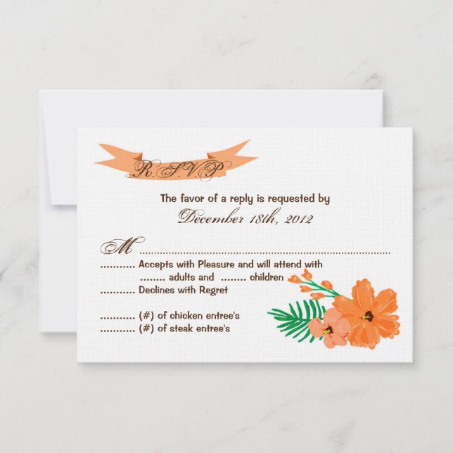 Tarjeta de respuesta 3x5 R.S.V.P Primavera Flor Hi (Anverso)