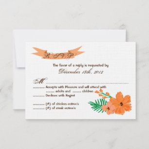 Tarjeta de respuesta 3x5 R.S.V.P Primavera Flor Hi