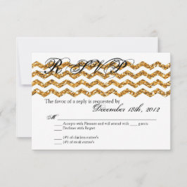 Tarjeta de respuesta 3x5 R.S.V.P Purpurina de oro 