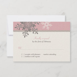 Tarjeta de respuesta a boda de invierno con copo d