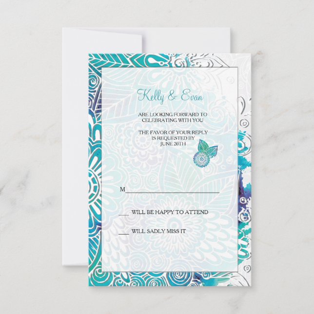 Tarjeta de respuesta a fantasías de color de agua (Anverso)