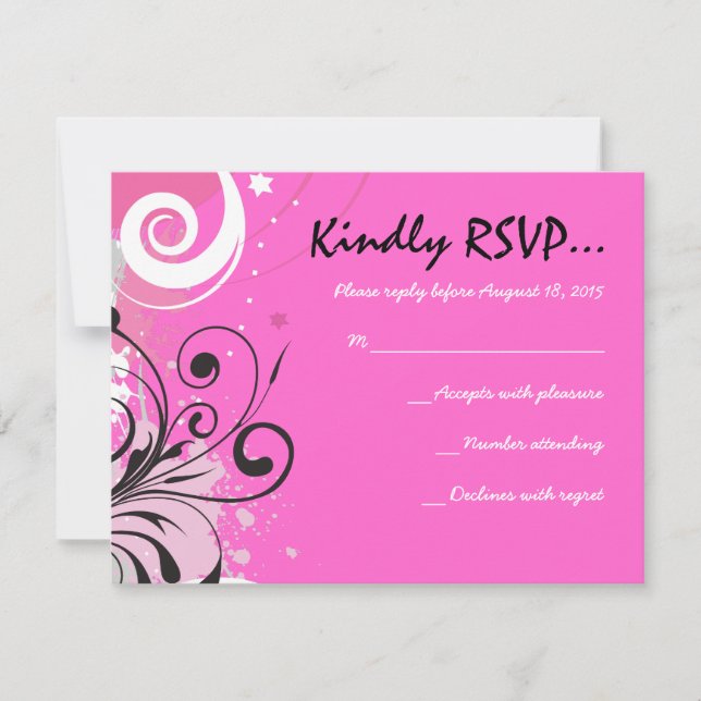Tarjeta de respuesta a la Bat Mitzvah de PINK CALI (Anverso)