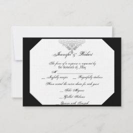 Tarjeta de respuesta a la boda blanca de plata en