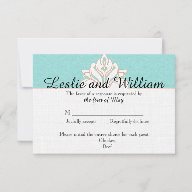 Tarjeta de respuesta a la boda de Robin Egg Blue N (Anverso)