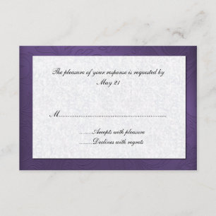 Tarjeta de respuesta a la boda morada de Damasco
