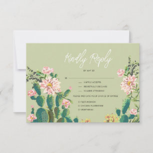 Tarjeta de respuesta a la flor del cactus del desi