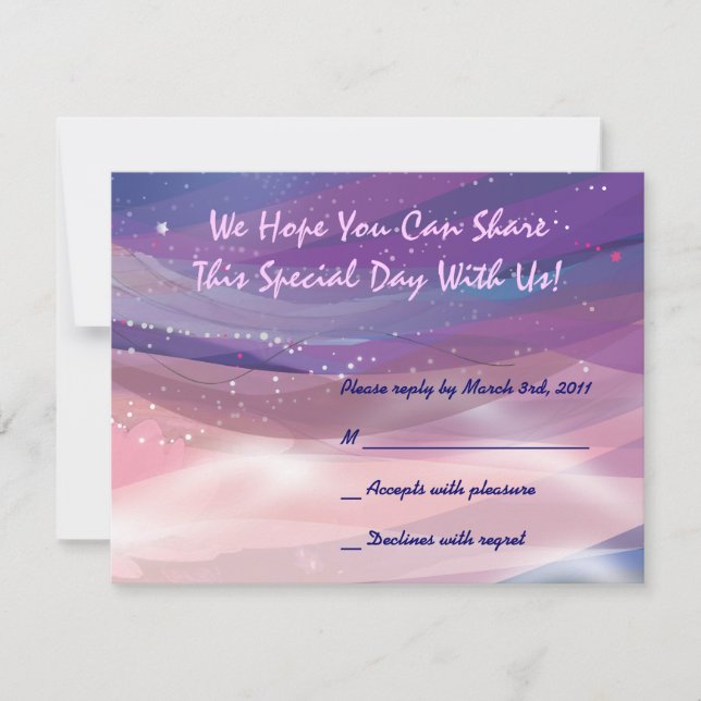 Tarjeta de respuesta a la invitación a la boda de  (Anverso)