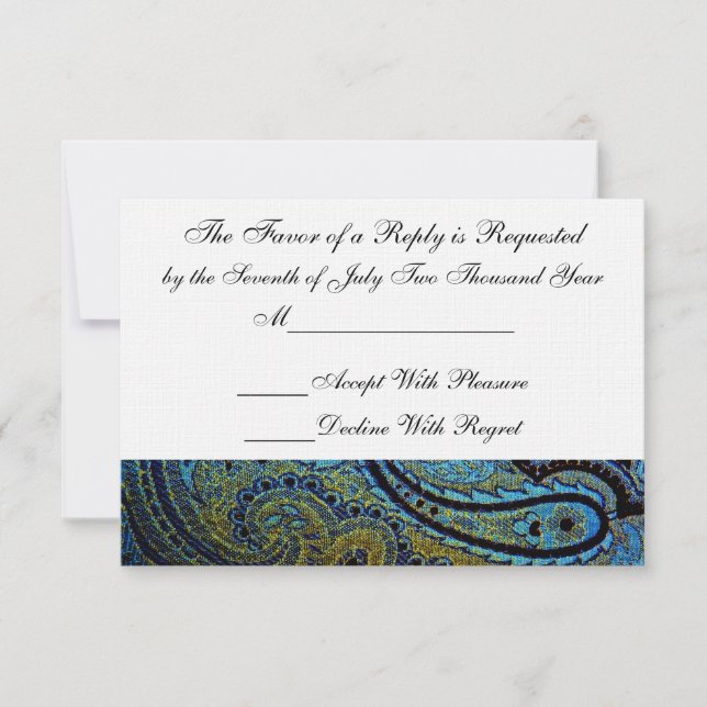 Tarjeta de respuesta a la invitación de boda india (Anverso)