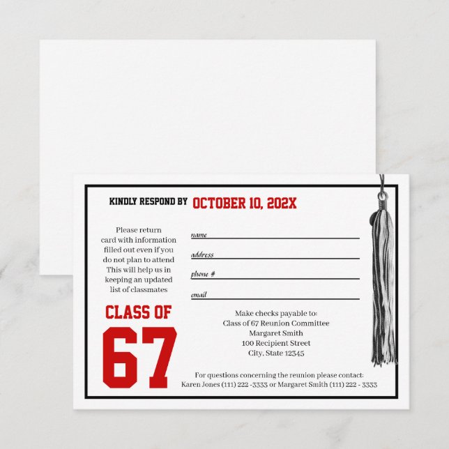 Tarjeta de respuesta a la reunión de clase (Anverso / Reverso)