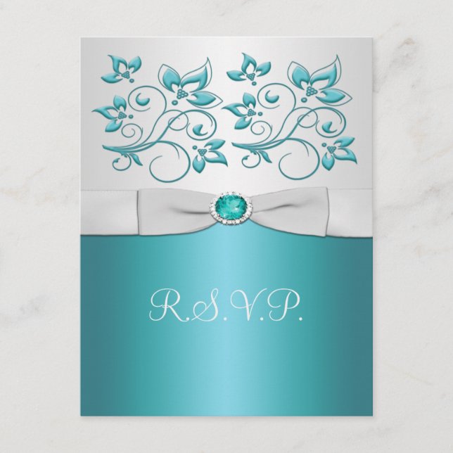 Tarjeta de respuesta acuática-marina y plateada II (Anverso)