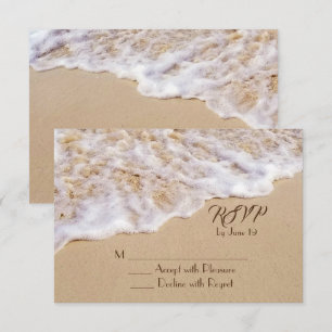 Tarjeta de respuesta adjunta para boda en la playa