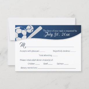 Tarjeta de respuesta al béisbol de fútbol con opci