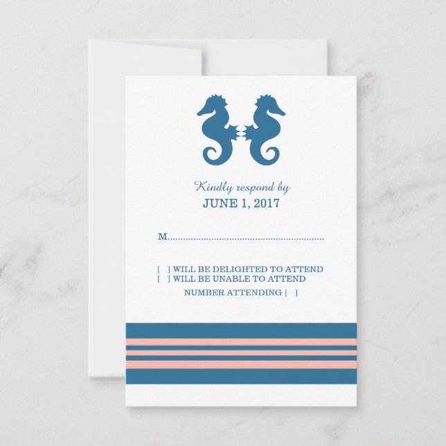 Tarjeta de respuesta al caballito de mar Nautical  (Anverso)
