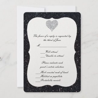 Tarjeta de respuesta al corazón del diamante del P