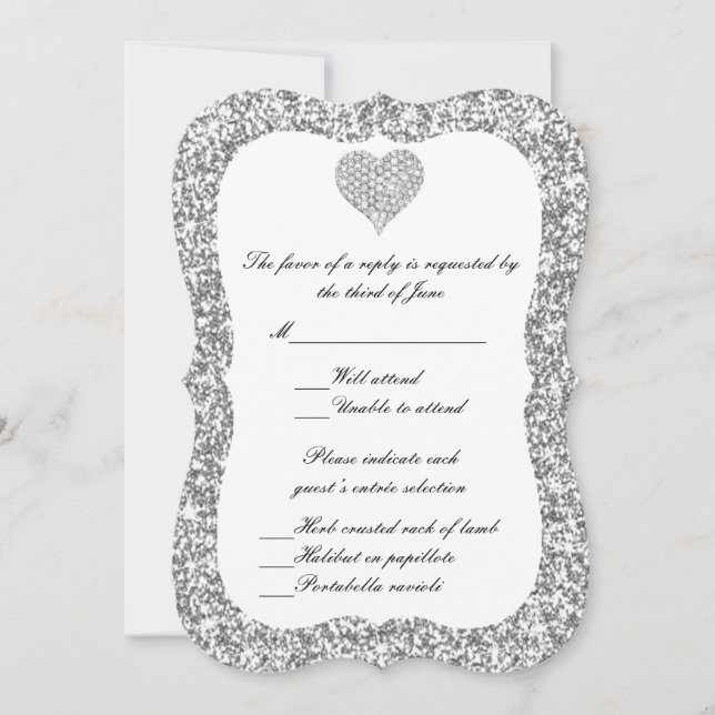 Tarjeta de respuesta al corazón del diamante Purpu (Anverso)
