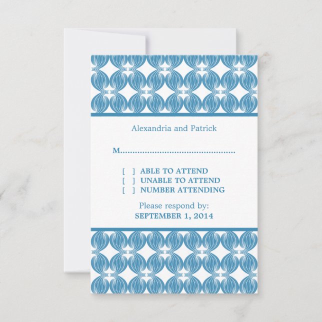 Tarjeta de respuesta al deco azul moderno (Anverso)
