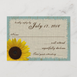 Tarjeta de respuesta al girasol de Linen y Barnwoo