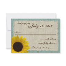 Tarjeta de respuesta al girasol de Linen y Barnwoo
