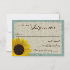 Tarjeta de respuesta al girasol de Linen y Barnwoo
