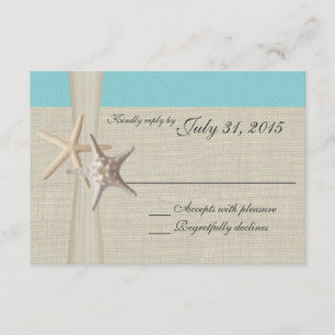 Tarjeta de respuesta Aqua Beach and Burlap