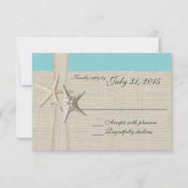 Tarjeta de respuesta Aqua Beach and Burlap