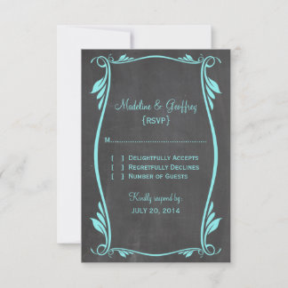 Tarjeta de respuesta Aqua Flourish Chalkboard