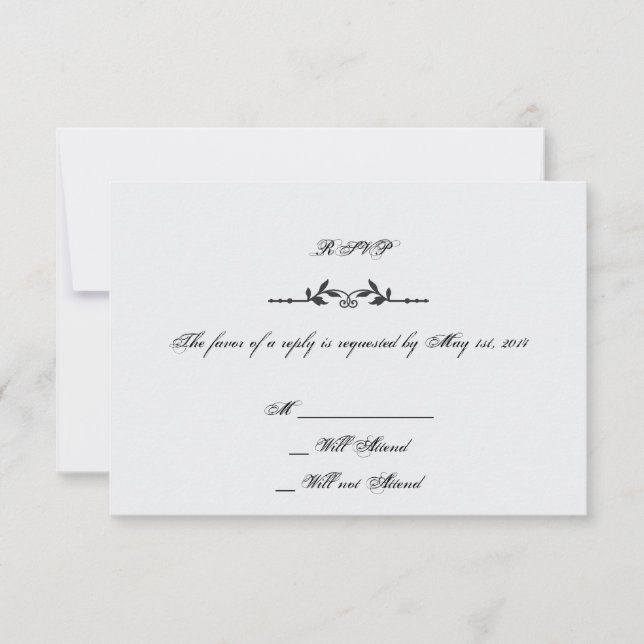 Tarjeta de respuesta Aqua y Black Elegant Wedding (Anverso)