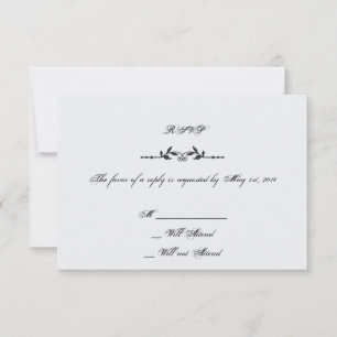 Tarjeta de respuesta Aqua y Black Elegant Wedding