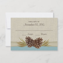 Tarjeta de respuesta azul de invierno Pine Cones y