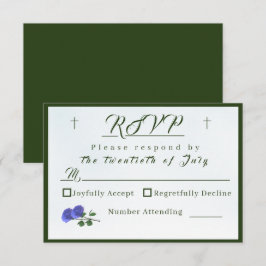 Tarjeta de respuesta azul y verde oxidada católica