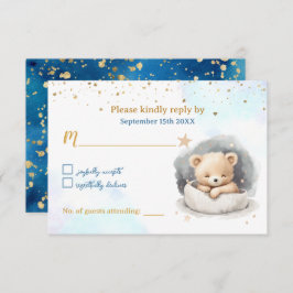 Tarjeta de respuesta Baby Shower Sleepy Teddy Bear
