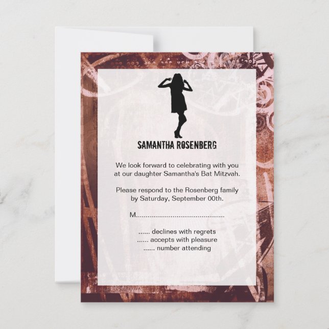 Tarjeta de respuesta Bat Mitzvah RSVP, Fiesta de d (Anverso)