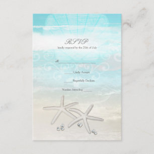 Tarjeta de respuesta Beach White Starfish Elegant