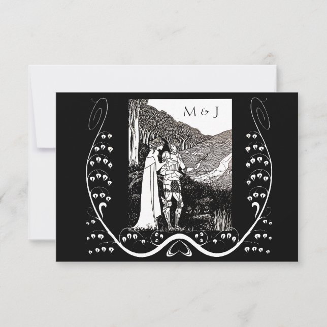 Tarjeta de respuesta Beardsley Nouveau Knight & La (Anverso)